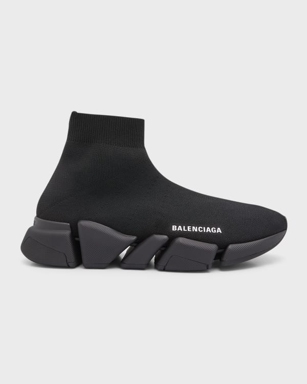 Balenciaga Speed 2.0 Logo Knit Sock Sneakers Neiman Marcus