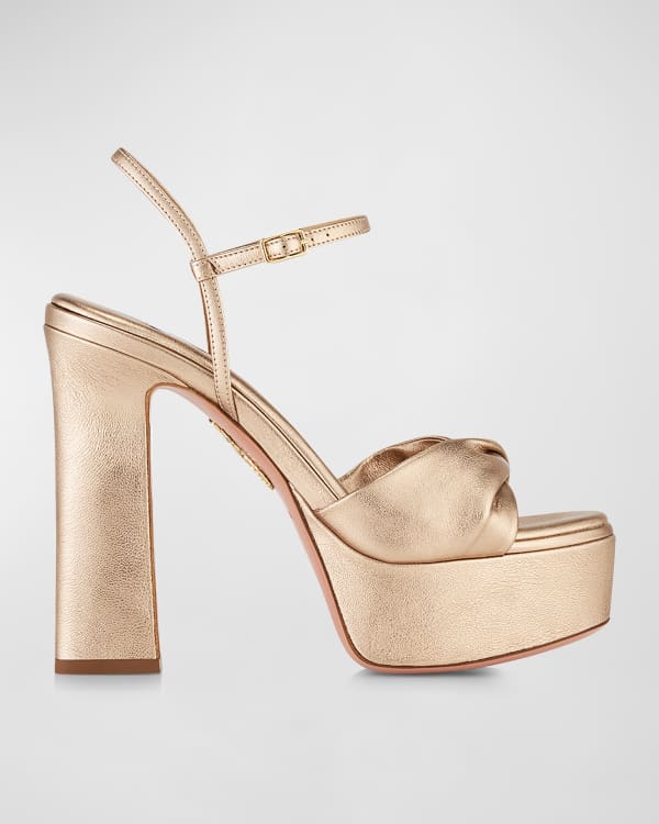 Valentino Garavani Rockstud Metallic T-Strap Platform Sandals | Neiman  Marcus