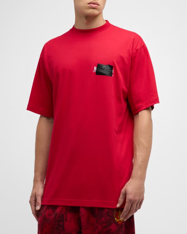 Balenciaga Men's Scribble Logo Poplin Sport Shirt | Neiman Marcus