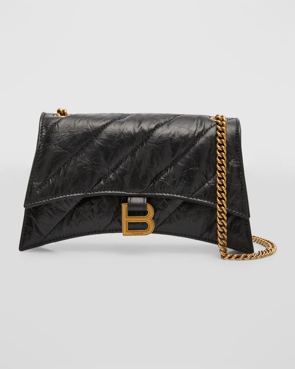 Balenciaga Crush Large Crinkled Leather Chain Shoulder Bag