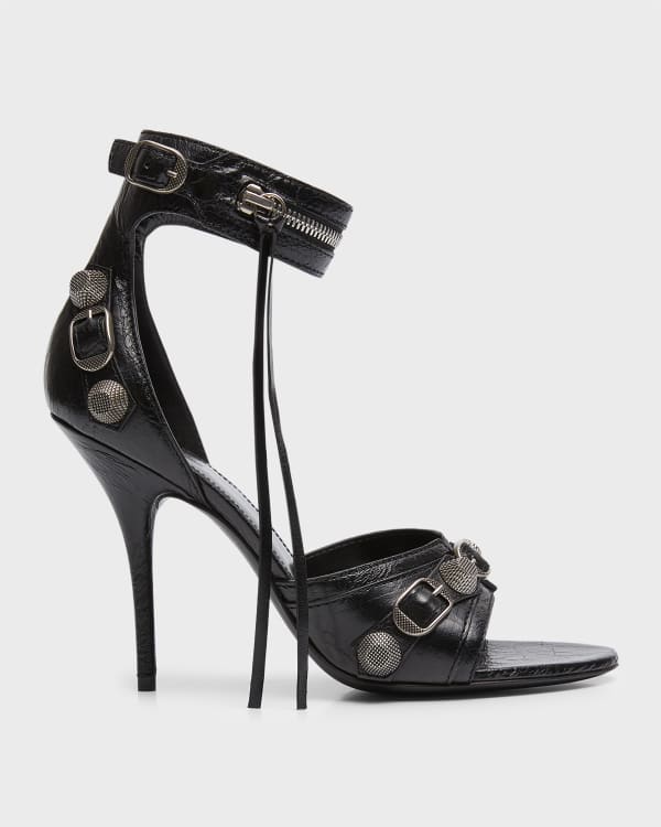 Balenciaga Cagole Lambskin Buckle Slide Sandals | Neiman Marcus