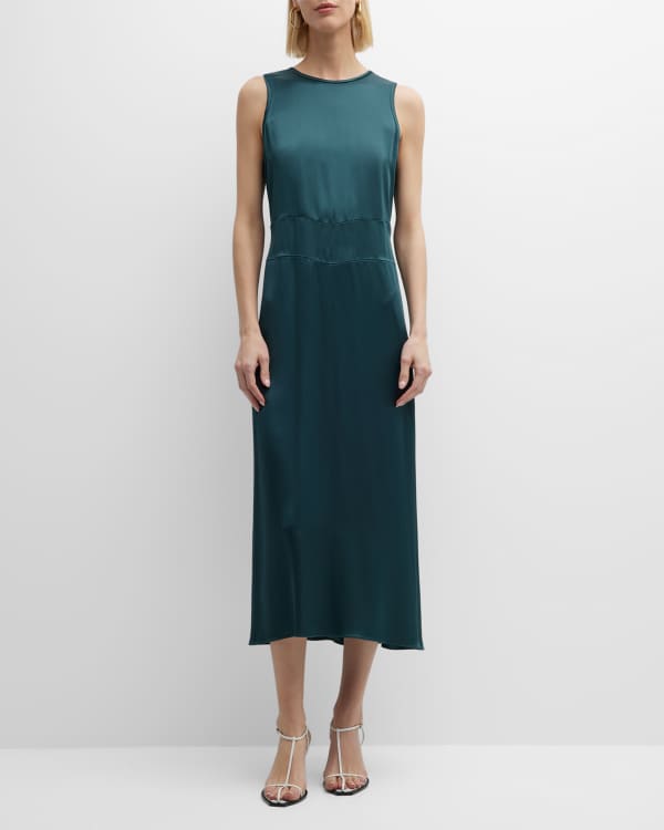 Erdem Rea Beaded Strappy Satin Midi Bustier Dress | Neiman Marcus