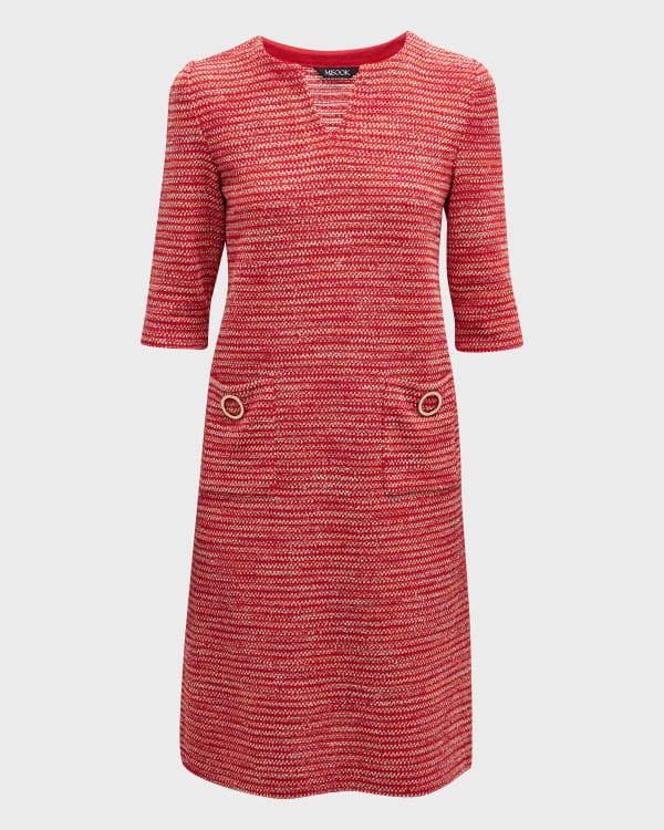 Ribbon Tweed Shift Dress