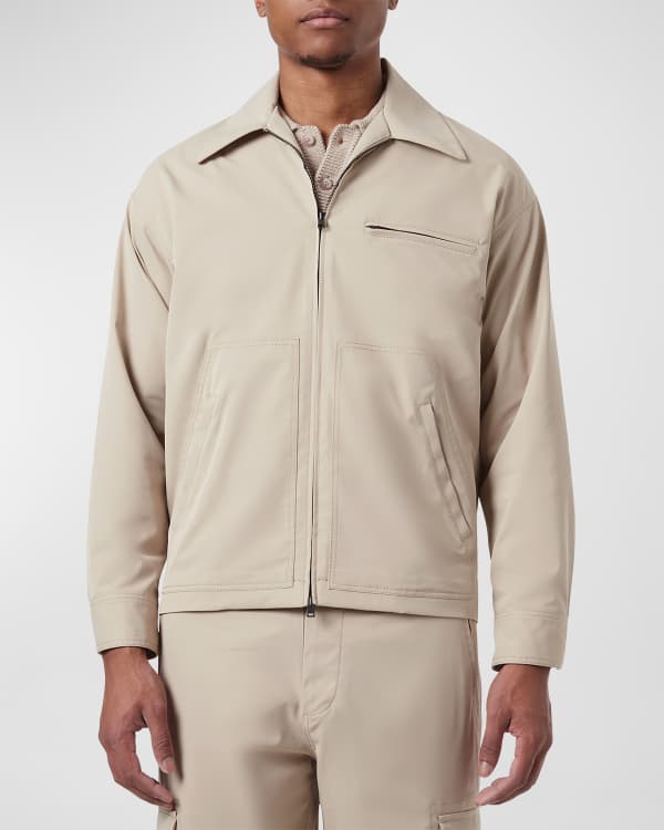 Ferragamo Men's Wool Track Jacket with Leather Details | Neiman Marcus