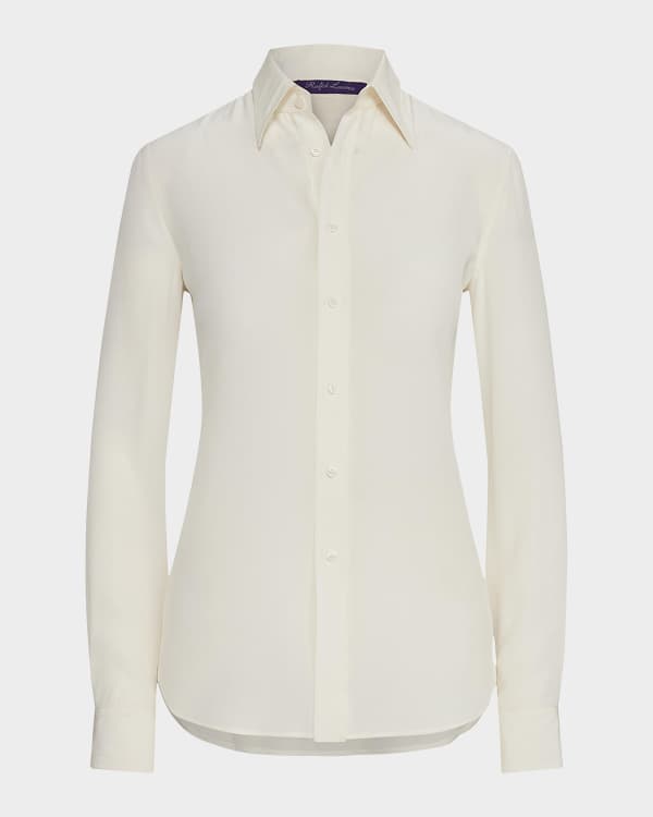 Ralph Lauren Collection Darien Silk Crepe De Chine Collared Shirt