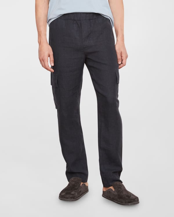 Men's Drawstring Cargo Pants in Black