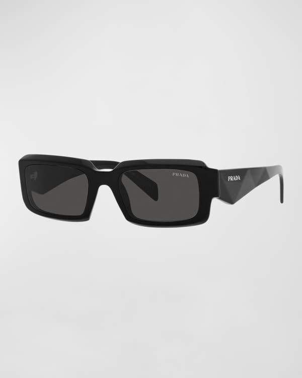 Prada Men's Saddle-Bridge Rectangle Sunglasses | Neiman Marcus