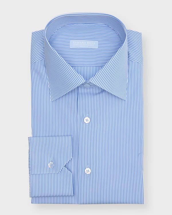 Stefano Ricci Thick Stripe Cotton Linen Dress Shirt Neiman Marcus