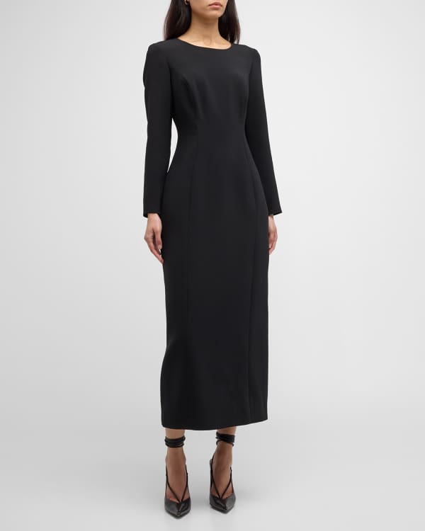 Carolina Herrera Cap-Sleeve Belted Tweed Midi Dress | Neiman Marcus