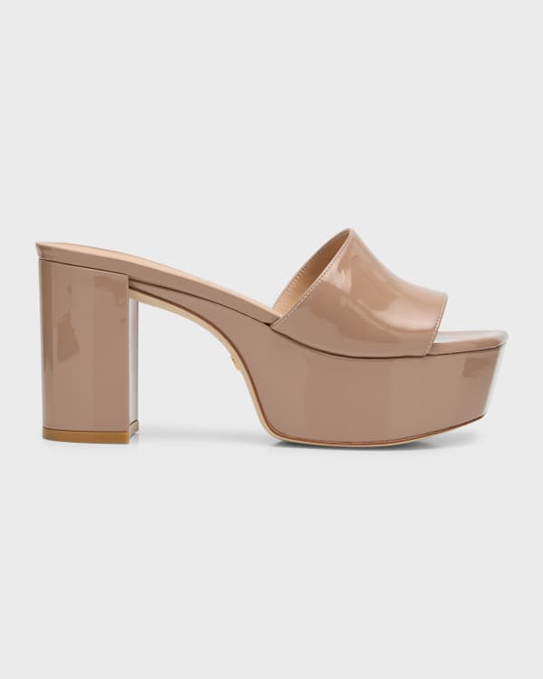 Stuart Weitzman Nudist Hollywood Patent Platform Sandals | Neiman Marcus