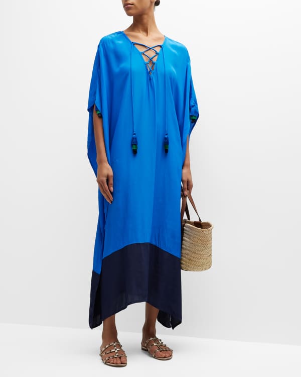 EDOLYNSA Kaftan Dresses For Women Long Printed Maxi Caftan Dress Swimsuit Cover Up Resort Wear