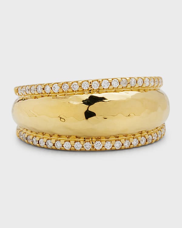 CAREERING STARDUST (18K） Ippolita 18K Stardust Crinkle Oval Ring with Diamonds, Size 7