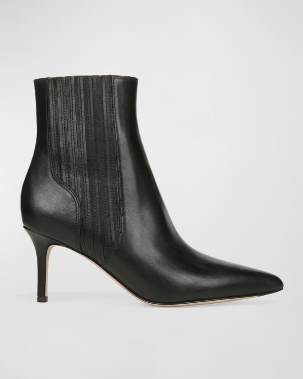 Staud Wally Leather Square-Toe Ankle Booties | Neiman Marcus