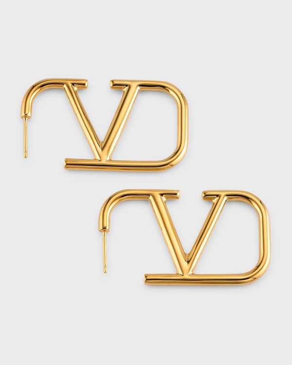 V Logo Crystal Stud Earrings in Gold - Valentino