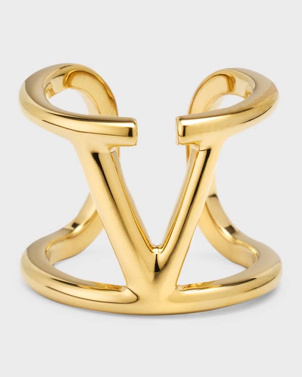 Buy Valentino Garavani V-logo Cutout Ring - Gold At 20% Off