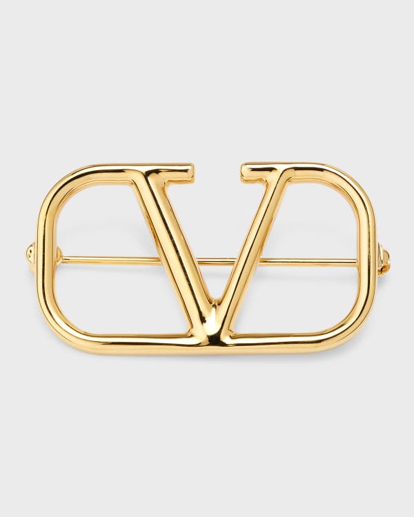 Louis Vuitton Silver and Gold Safety Pin Logo Charm Brooch