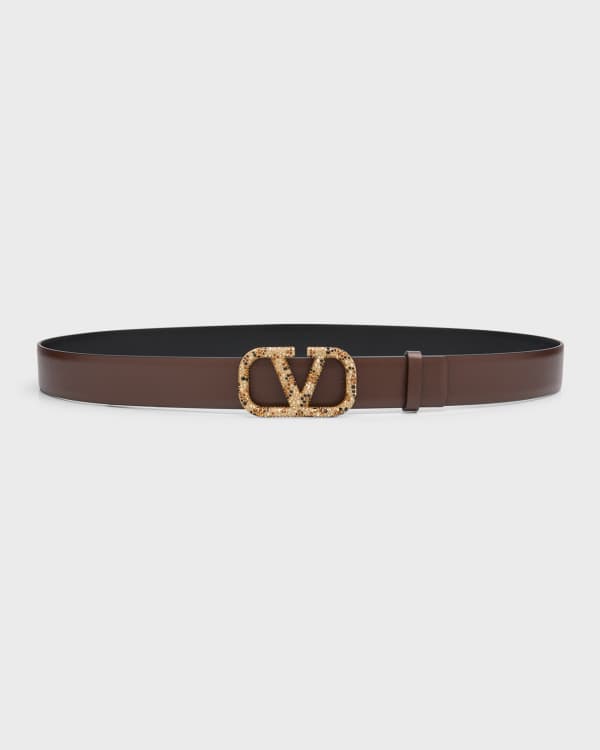 Dolce&Gabbana DG Logo Pearly Leather Belt | Neiman Marcus