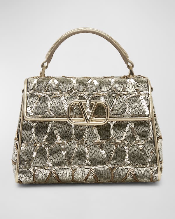 Valentino Garavani Small Vsling Crystal-embellished Crossbody Bag -  Neutrals