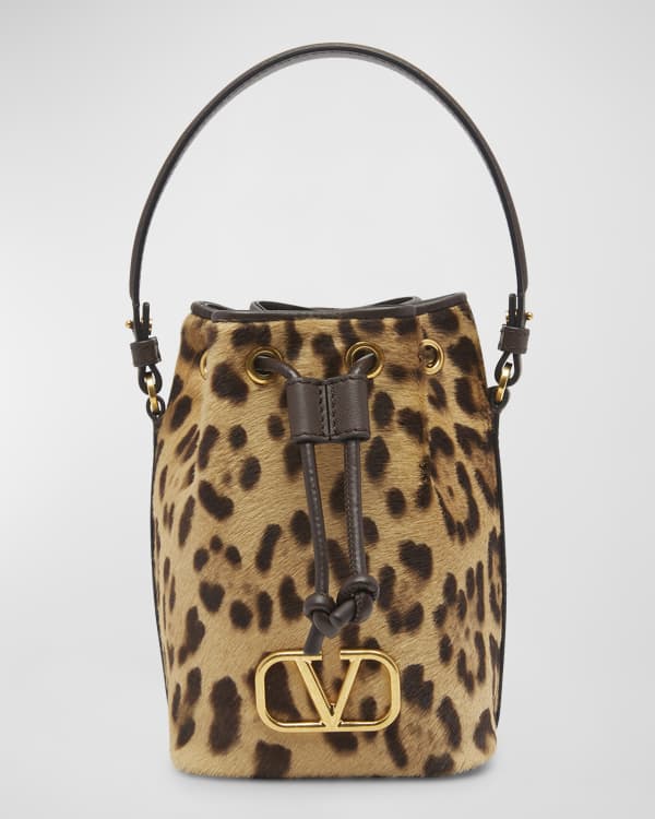 Christian Louboutin Cabachic Mini Leopard-Print Satin Bucket Bag