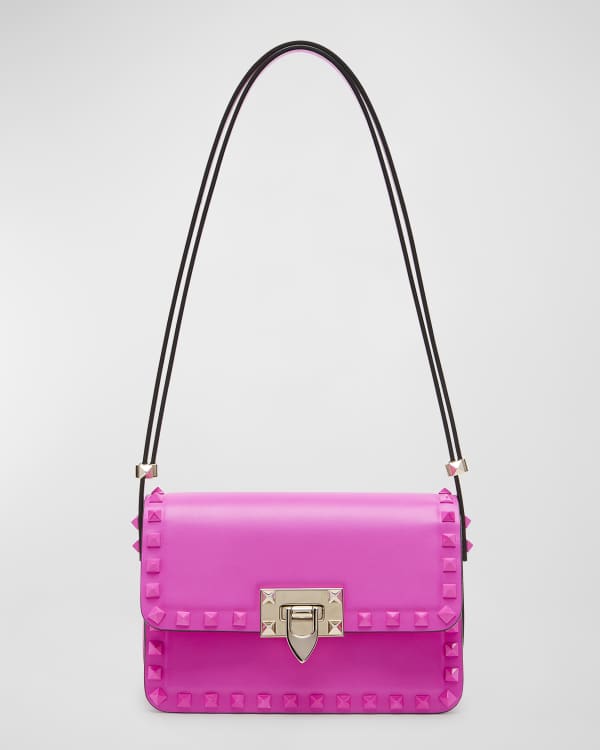 Valentino Garavani Lock Small Floral Leather Shoulder Bag, Alpaca Tan Neiman Marcus