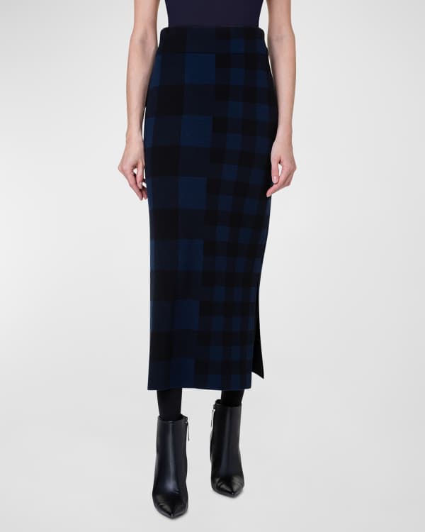 Akris punto Plaid Gauze Midi Skirt | Neiman Marcus