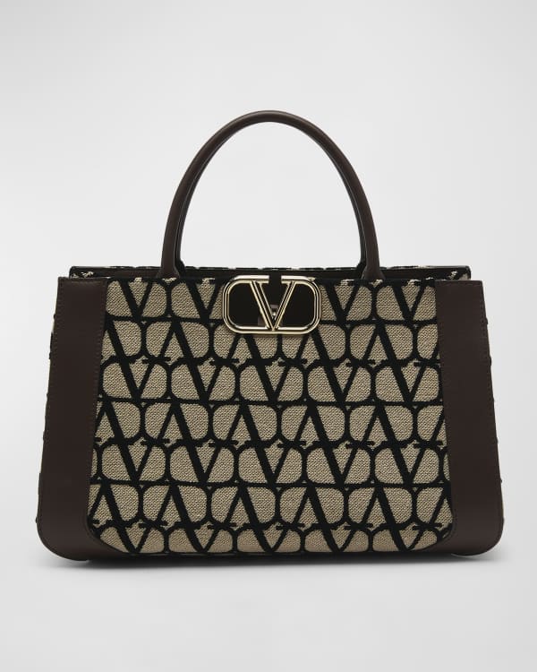 Valentino Large VLogo Escape Tote In Calfskin Black/White