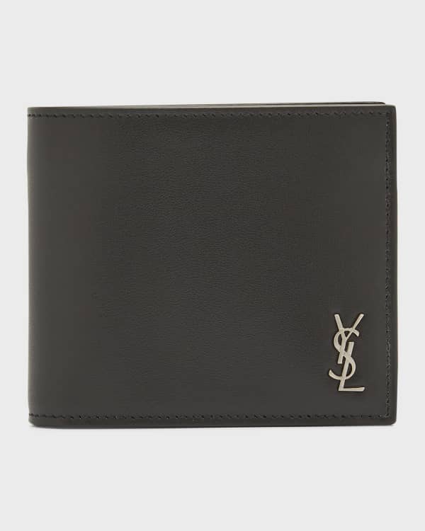 Full Grain Black Crocodile Print Leather Mens Wallet with Embroidered initials