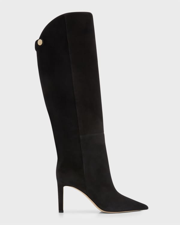 Jimmy Choo Blake 85 Logo-Appliquéd Leather Wedge Knee