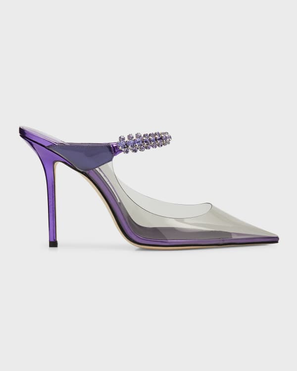 Manolo Blahnik Lurum Crystal Silk Mule Pumps | Neiman Marcus