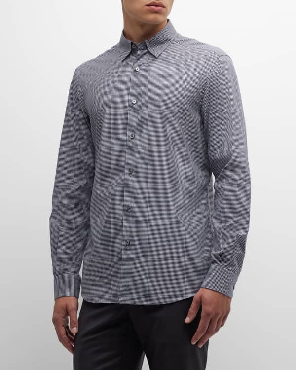 Berluti Men's Marble-Print Silk Sport Shirt, Gray | Neiman Marcus