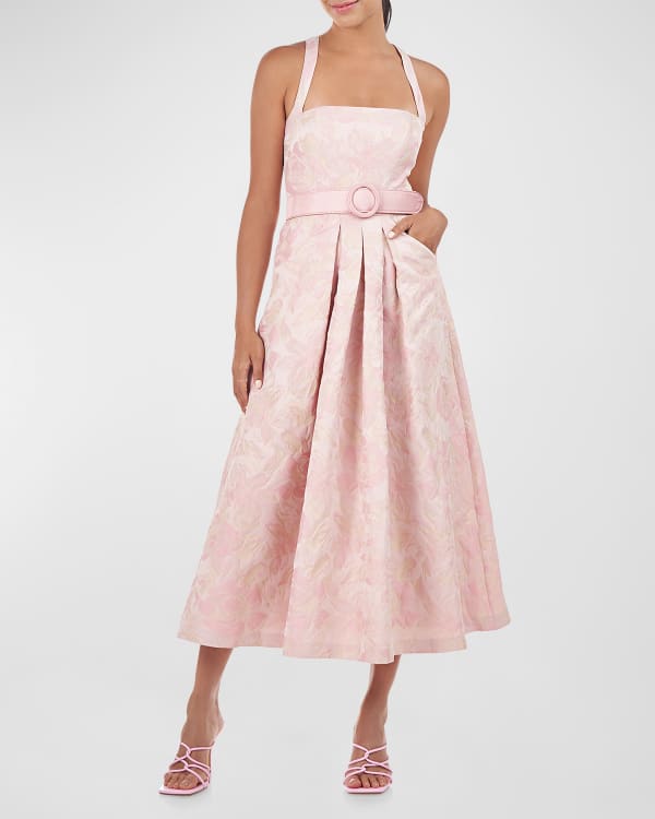 Kay Unger New York Liana Pleated Jacquard Dress Neiman Marcus