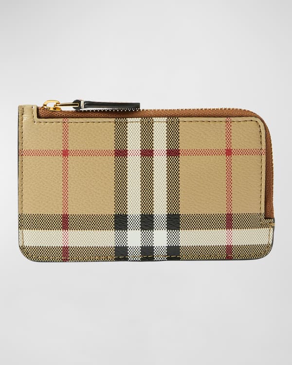 Burberry Leather Zipped Envelope With Tartan Pattern in Black for