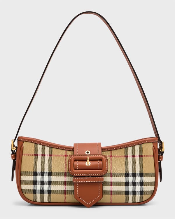 Burberry Olympia Pouch Checked Shoulder Bag in Natural