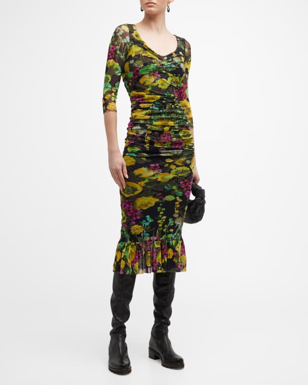 Lavish Alice Off-Shoulder Jacquard Puff-Sleeve Midi Dress | Neiman 