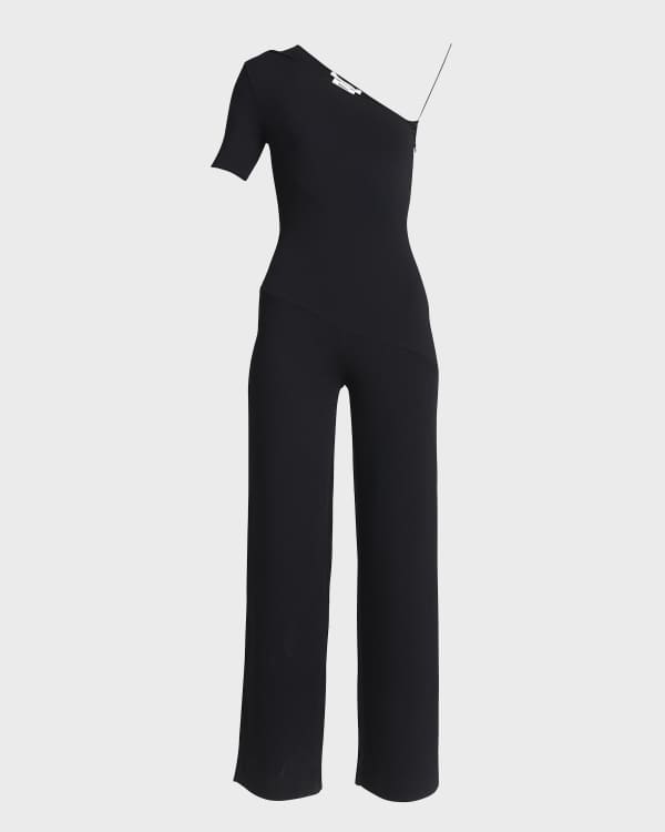 Compact Stretch Belted Straight Leg Jumpsuit