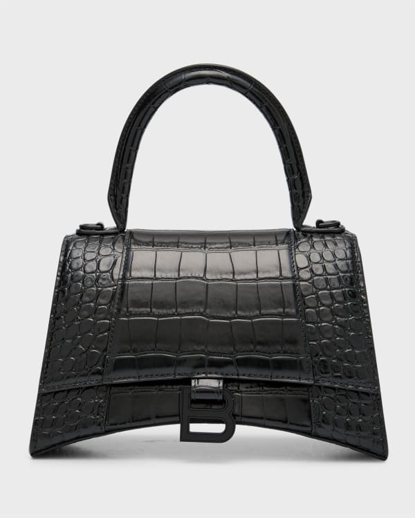 Womens Balenciaga Ville Embossed Mini Top Handle Bag in Black/White