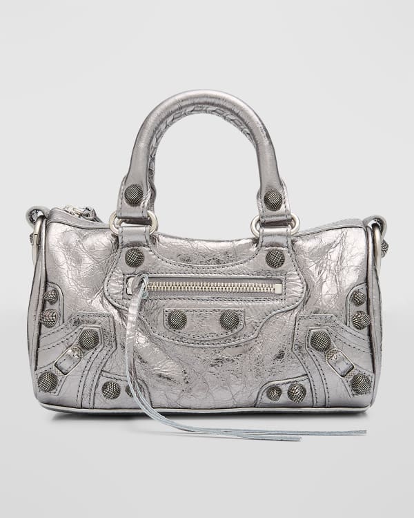 Shop Balenciaga Hourglass Mini Handbag With Chain Metallized