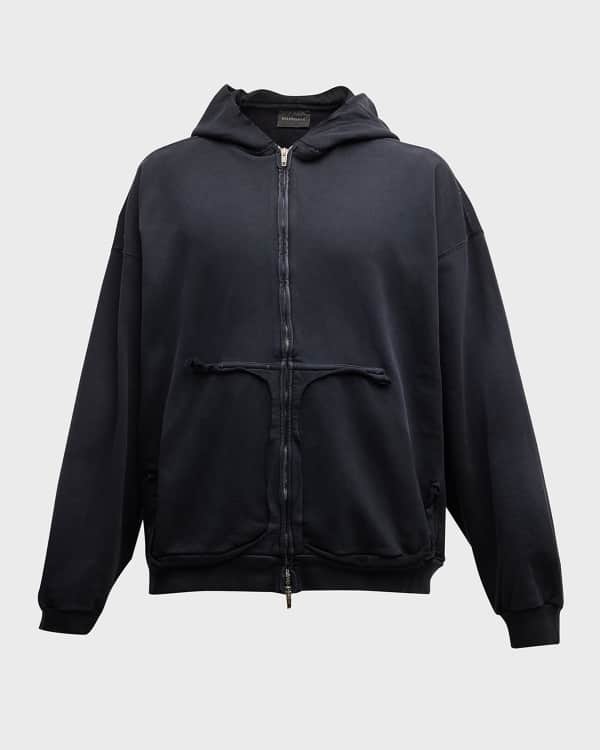 Balenciaga Men's Oversized Denim Pullover Hoodie | Neiman Marcus