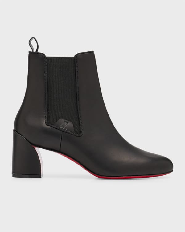 Christian Louboutin Roadirik Donna Spiked Leather Red Sole Booties In Black