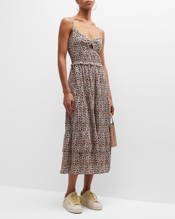 Rails Leni Open-Back Floral Poplin Midi Dress | Neiman Marcus