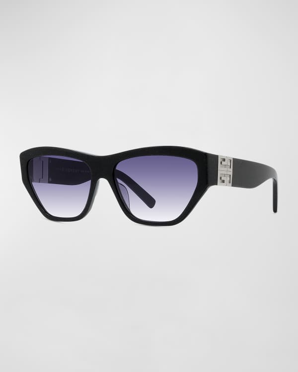 LOGO CAT EYE SUNGLASSES 513008 IN BLACK ACETATE WAVY FRAME main image 0