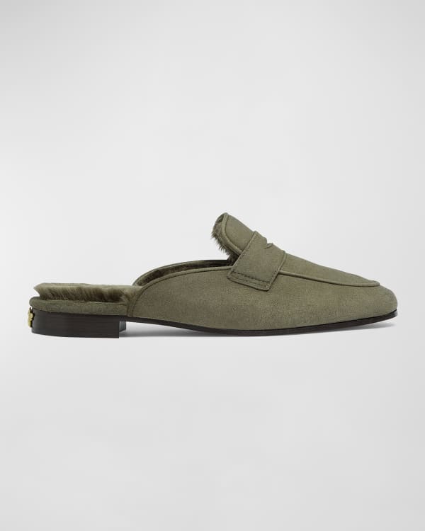 Bernardo Suri Suede Penny Loafer Mules | Neiman Marcus