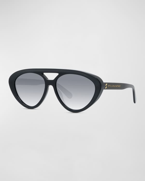 Stella McCartney Women's Black Metal Oversized Round Sunglasses