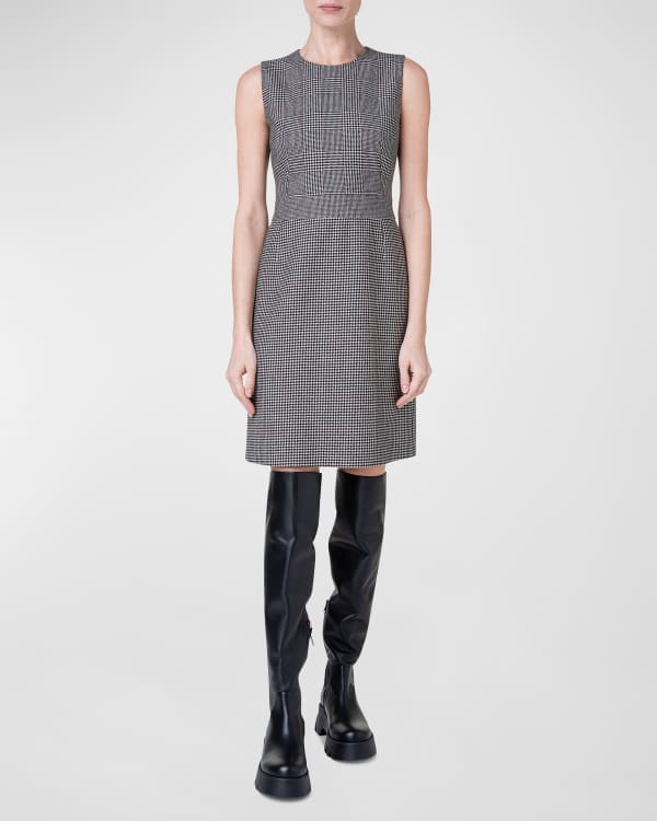 Akris Bell Sleeve Silk Georgette Pliss Dress Blue Neiman