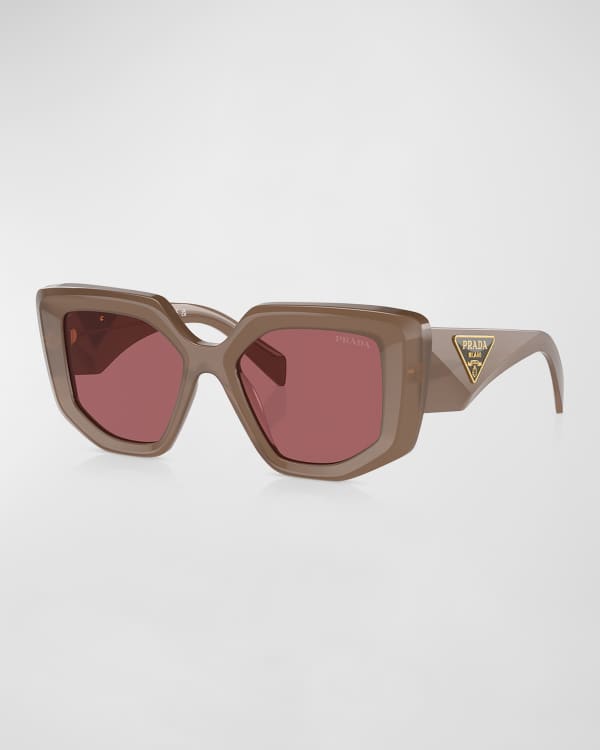 Prada Square Mirrored Acetate Sunglasses | Neiman Marcus
