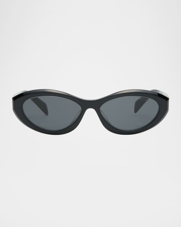 PR 26ZS Beveled Acetate & Plastic Oval Sunglasses 