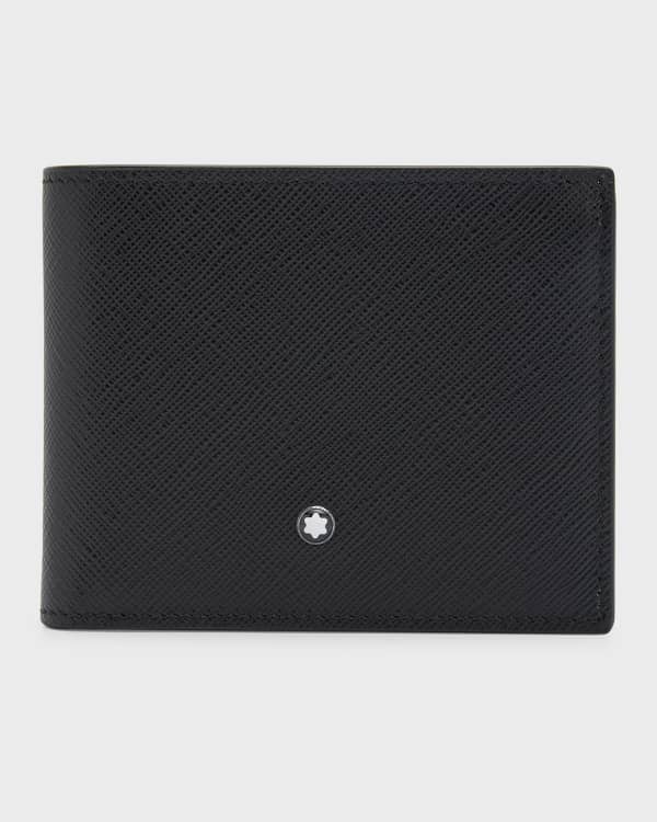 Prada Men's Saffiano Leather Snap Bifold Wallet In Black