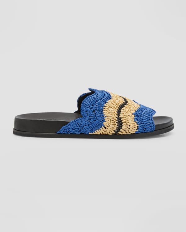 Marni Men's Sabot Raffia Mule Slides | Neiman Marcus