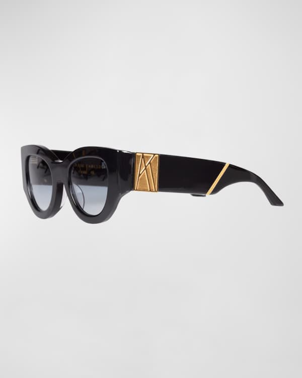 Triomphe Flat Hair Clip in Dark Havana Acetate and Brass with Gold Finish  and Steel