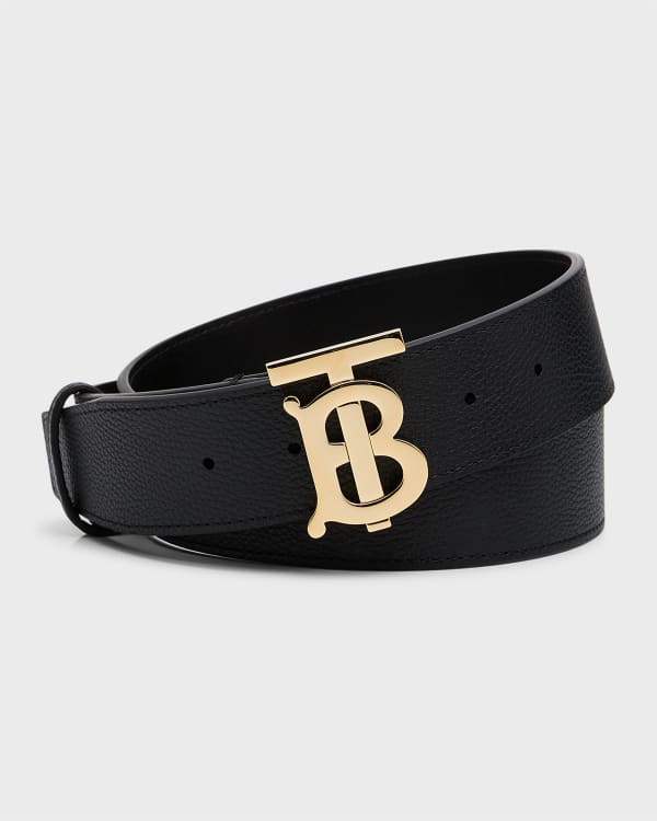 Burberry Reversible Monogram Motif Leather Belt, Black